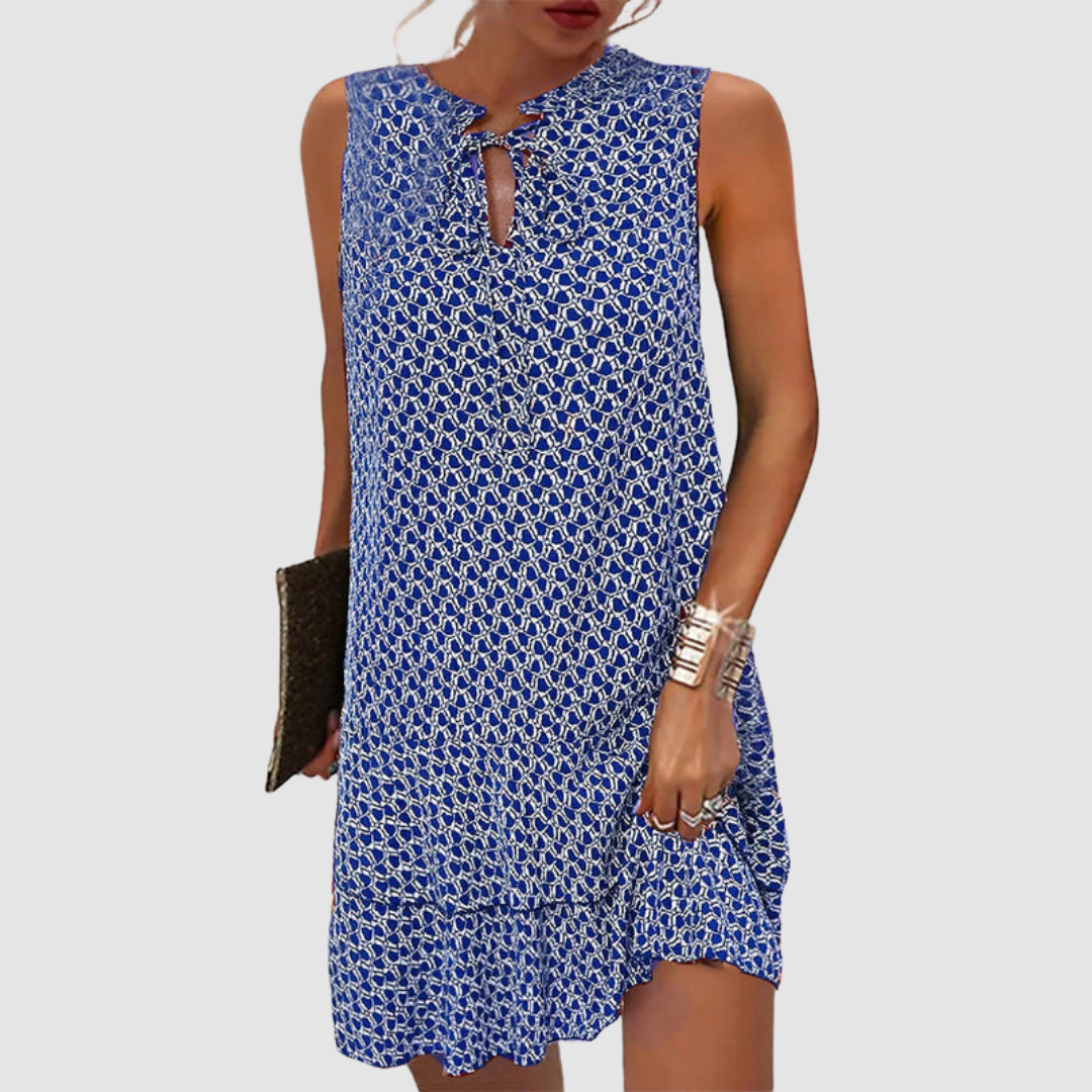 V Neck Sleeveless Midi Dress With Pockets