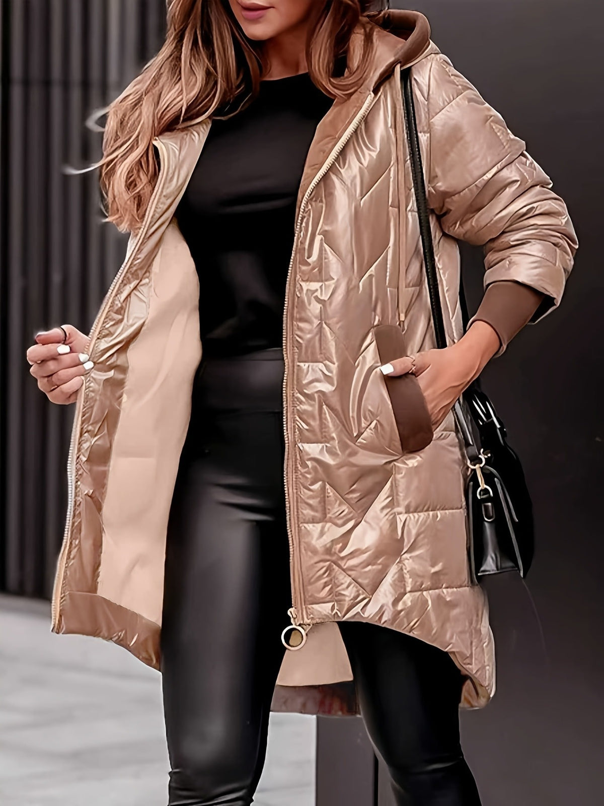 Women's Longline Quilted Puffer Coat
