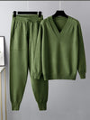 Women's V-Neck Knit Jumper and Jogger Set