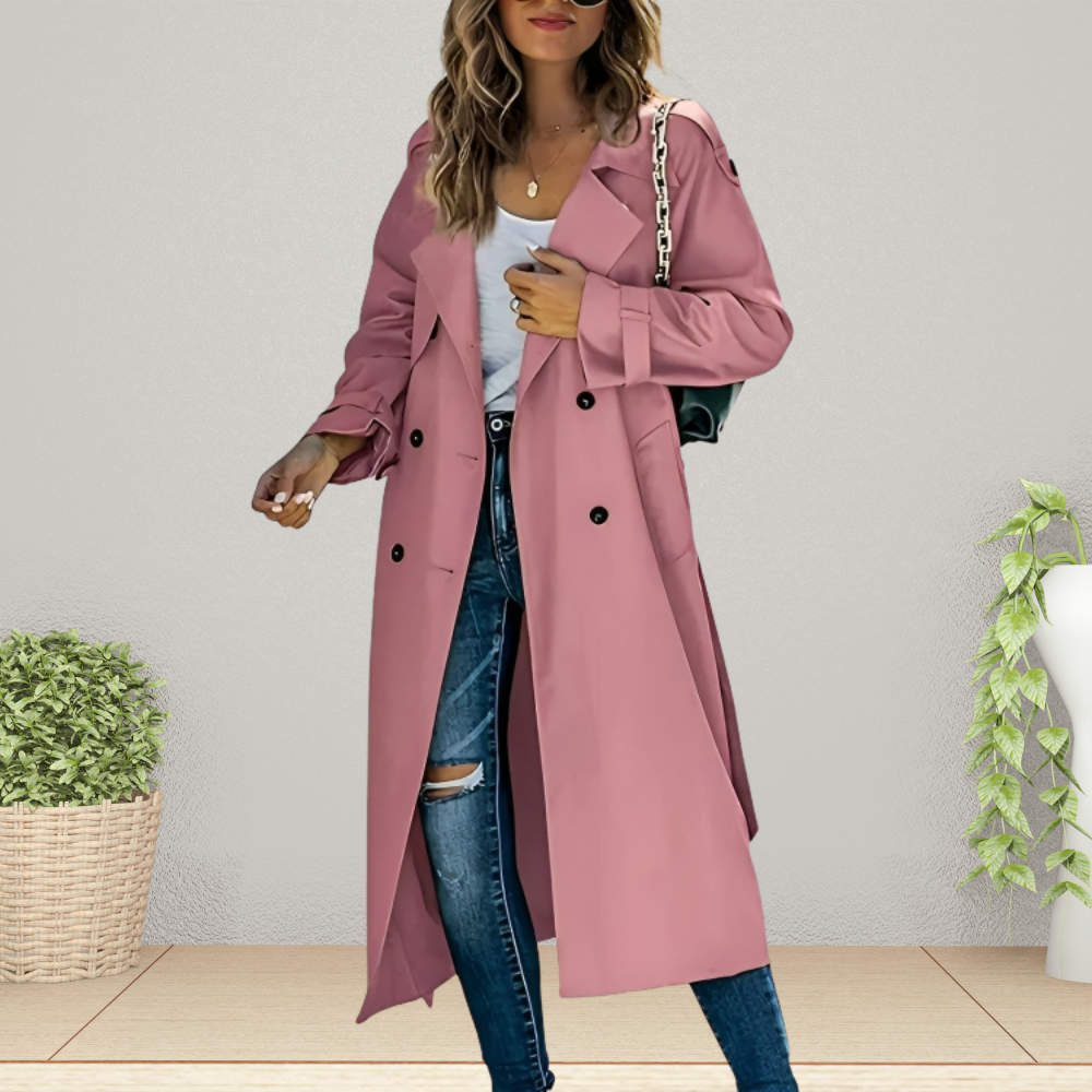 Women's Double Breasted Longline Trench Coat