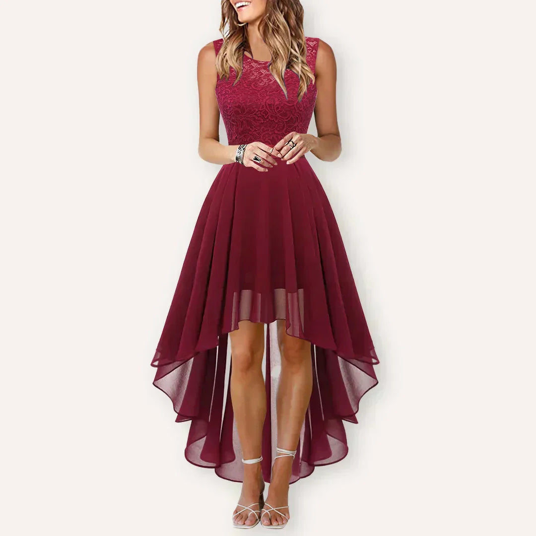 Sleeveless High-Low Dress for Wedding Guests