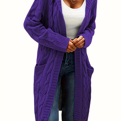 Women's Longline Cable Knit Cardigan