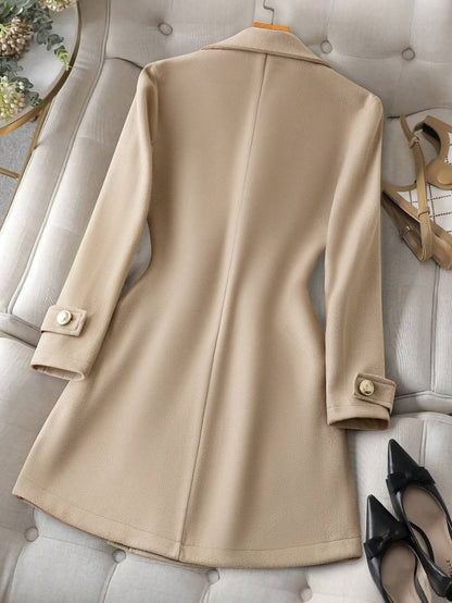 Women's Double-Breasted A-Line Midi Coat