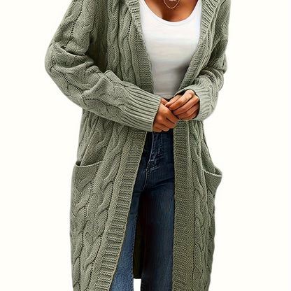 Women's Longline Cable Knit Cardigan