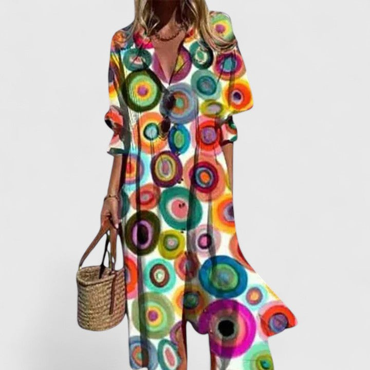 Elegant Boho Dress With Bold Print