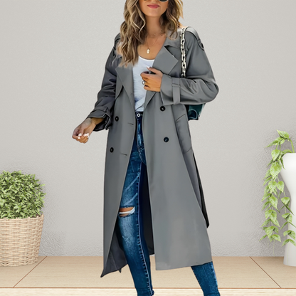 Women's Double Breasted Longline Trench Coat