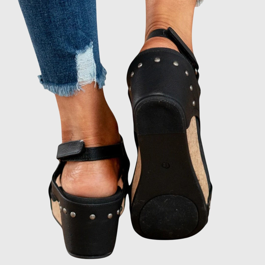 Adjustable Wedge Sandals With Cushioned Insole
