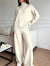 Women's Turtleneck Knit Jumper and Wide-Leg Trousers Set
