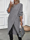 Women's Oversized Knit Midi Dress with Side Split