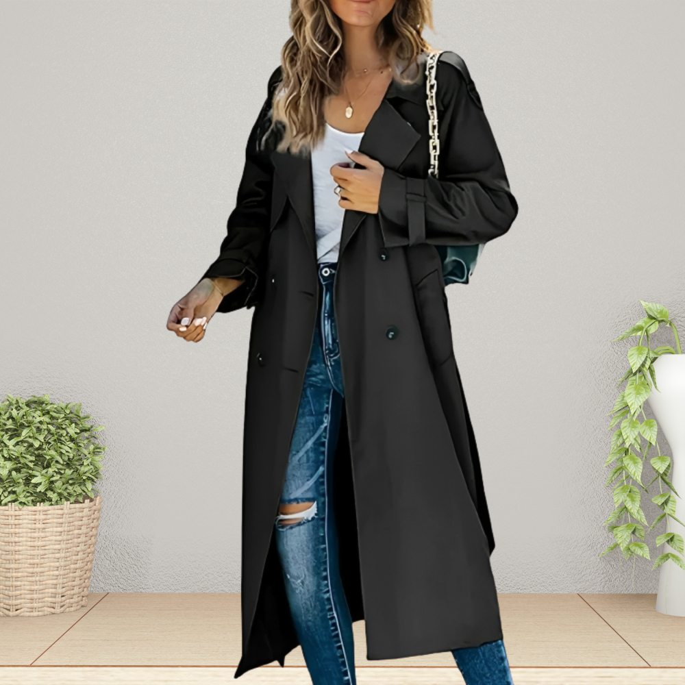 Women's Double Breasted Longline Trench Coat