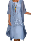 Flowing Sheer Sleeve Midi Dress for Wedding Guests