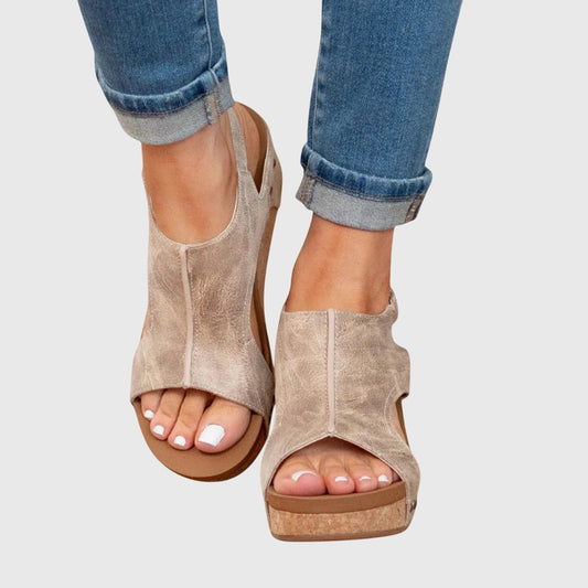 Adjustable Wedge Sandals With Cushioned Insole