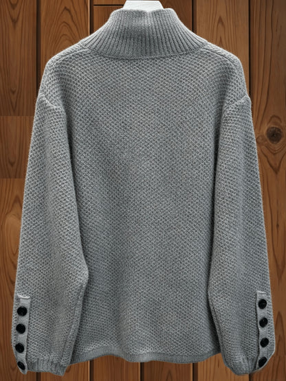 Women's High-Neck Button Cardigan with Pockets