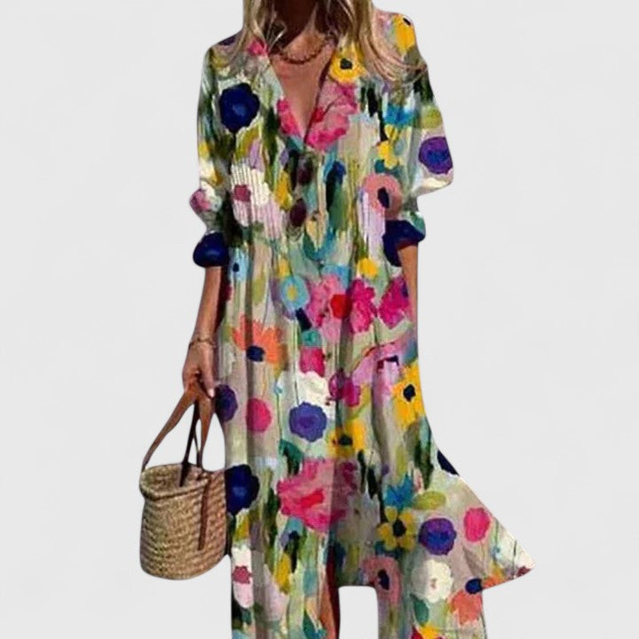 Elegant Boho Dress With Bold Print