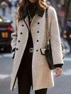 Women's Double-Breasted Contrast Trim Midi Coat