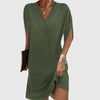V Neck Dress with Draped Silhouette and Sleeve Cut Outs