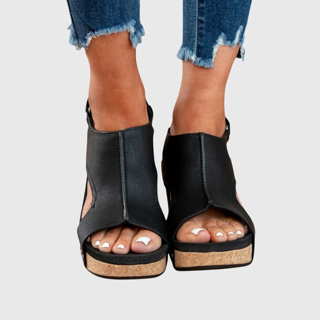 Adjustable Wedge Sandals With Cushioned Insole