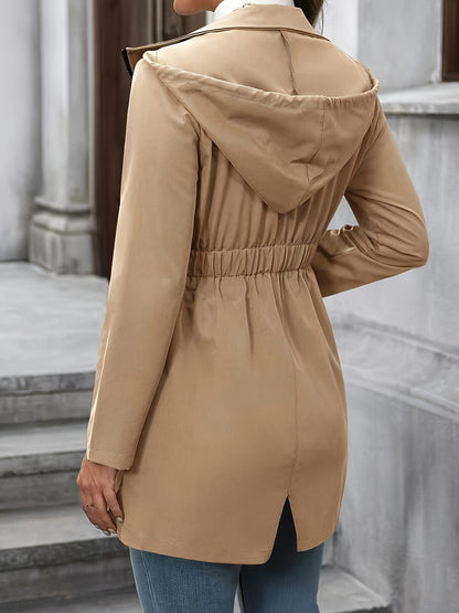 Women's Hooded Drawstring Waist Jacket