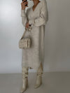 Women's Oversized V-Neck Knit Midi Dress
