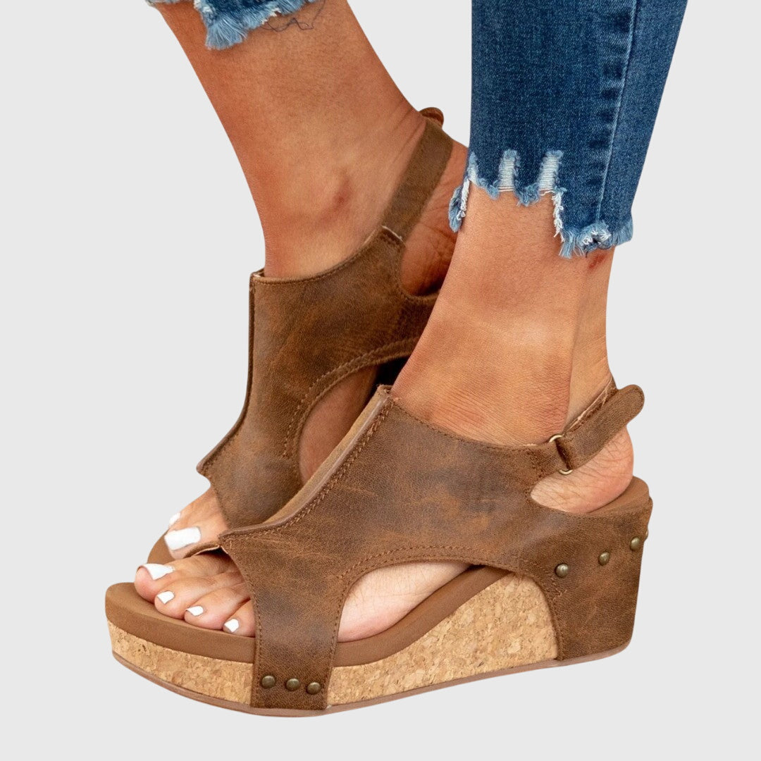 Adjustable Wedge Sandals With Cushioned Insole