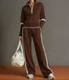 Half-Zip Loungewear Set With Wide Leg Trousers