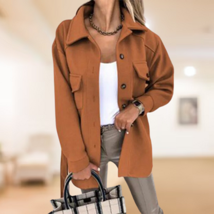 Women's Belted Shirt Jacket With Chest Pockets