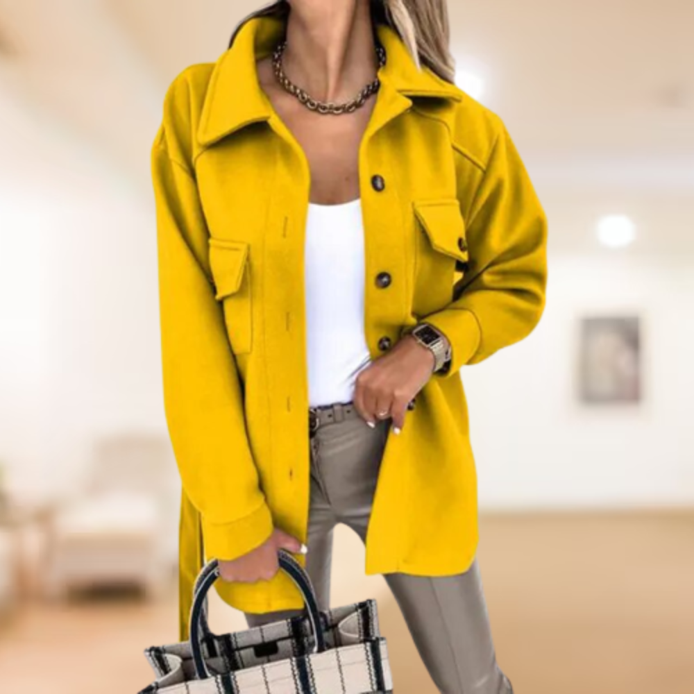 Women's Belted Shirt Jacket With Chest Pockets