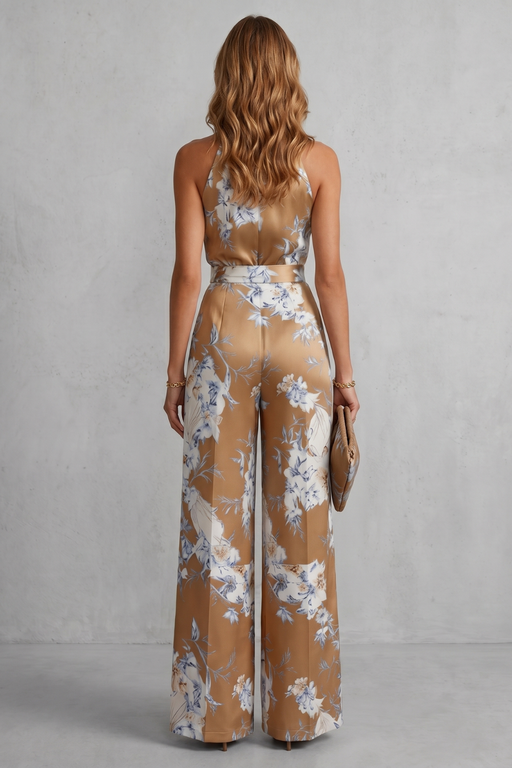 Women's Floral Halter Neck Wide Leg Jumpsuit