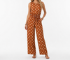 Women's Polka Dot Sleeveless Wide Leg Jumpsuit