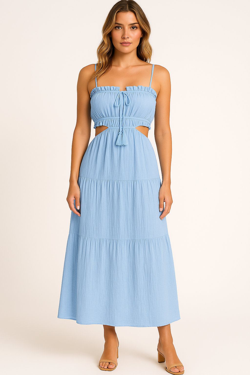 Boho Tiered Cotton-Linen Sundress – Lightweight & Breezy Summer Style