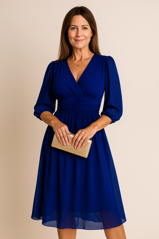 Elegant Wrap Midi Dress – Adjustable Fit, Soft Fabric, Versatile Style