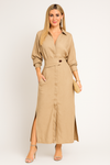 Women’s Linen Maxi Shirt Dress
