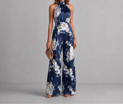 Women's Floral Halter Neck Wide Leg Jumpsuit