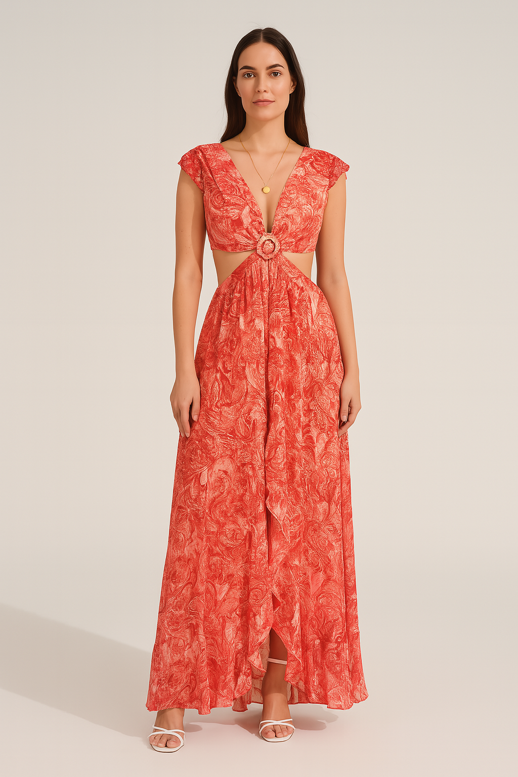 Printed Floral V-Neck Dress – Lightweight, Flattering Fit