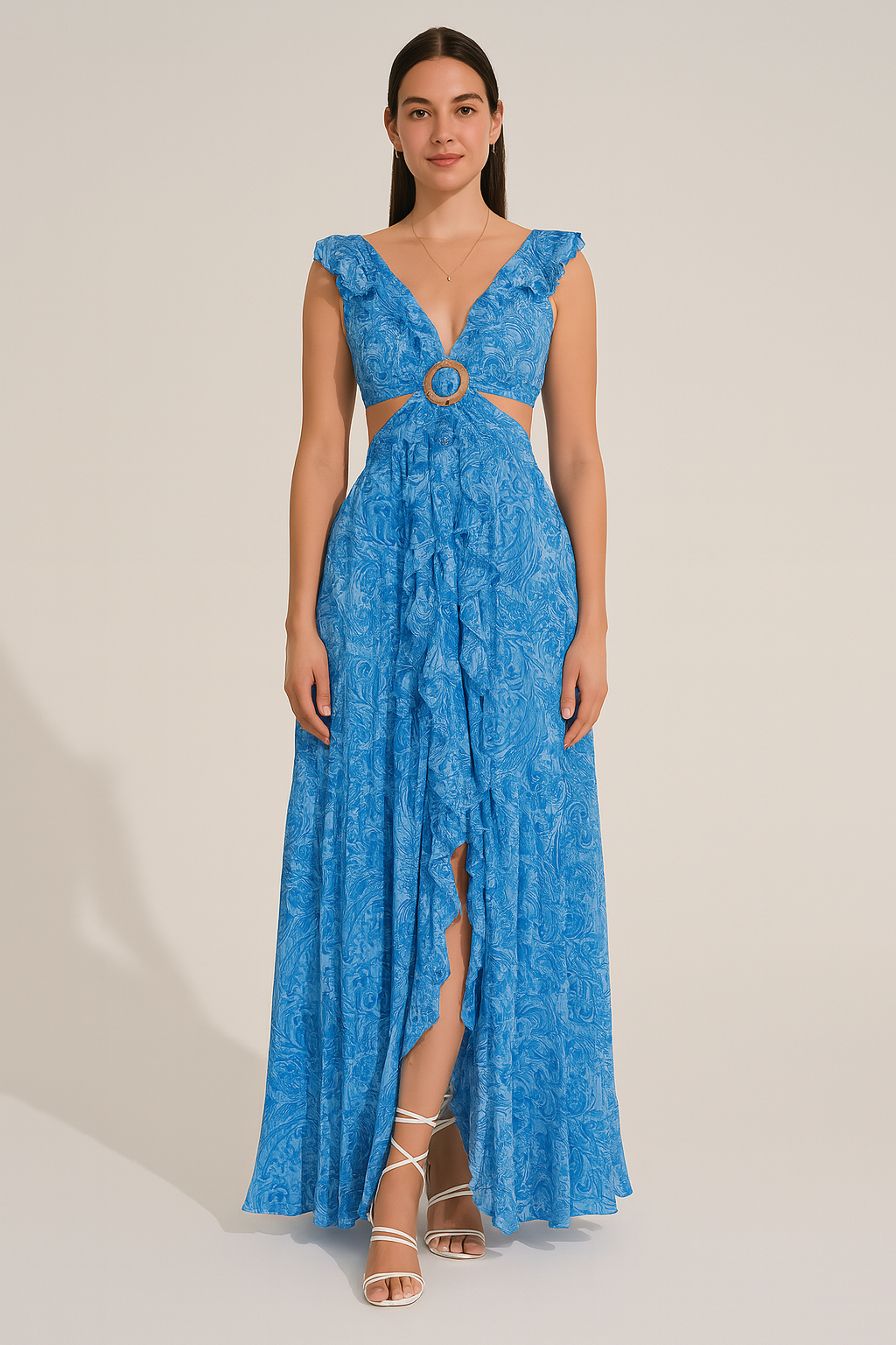 Printed Floral V-Neck Dress – Lightweight, Flattering Fit
