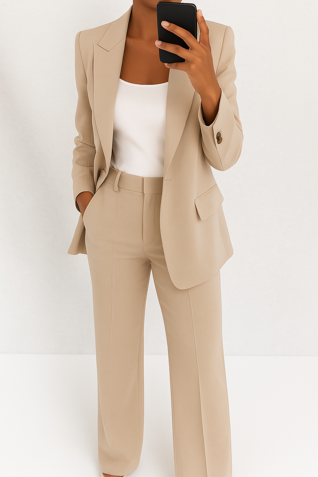 Women's Tailored Blazer and Wide Leg Trousers Two-Piece Set