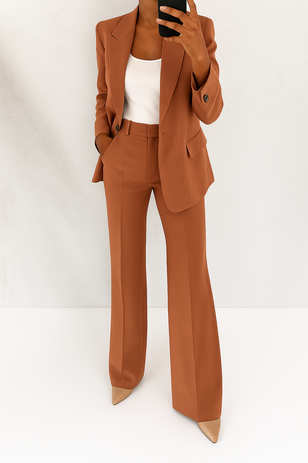 Women's Tailored Blazer and Wide Leg Trousers Two-Piece Set
