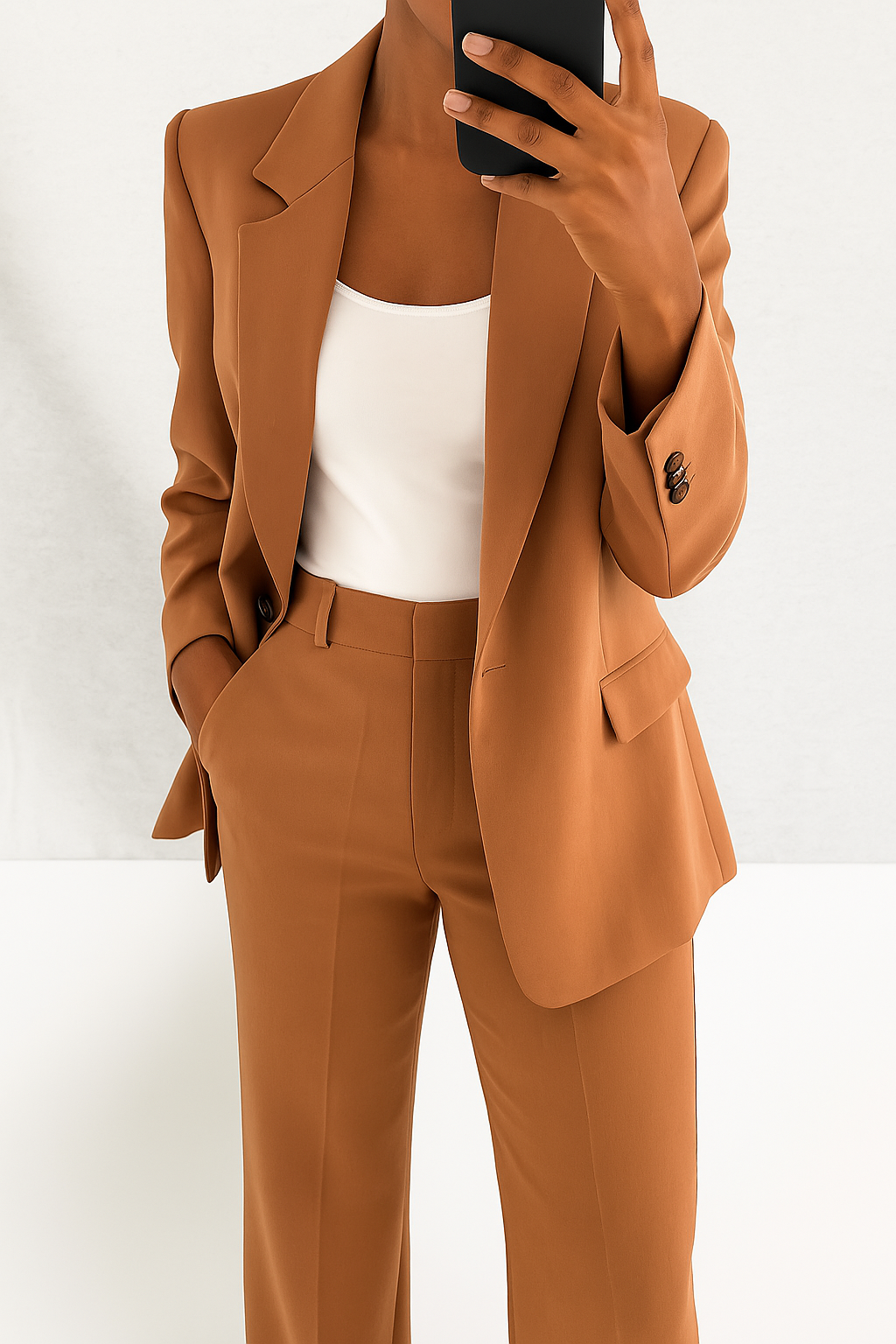 Women's Tailored Blazer and Wide Leg Trousers Two-Piece Set