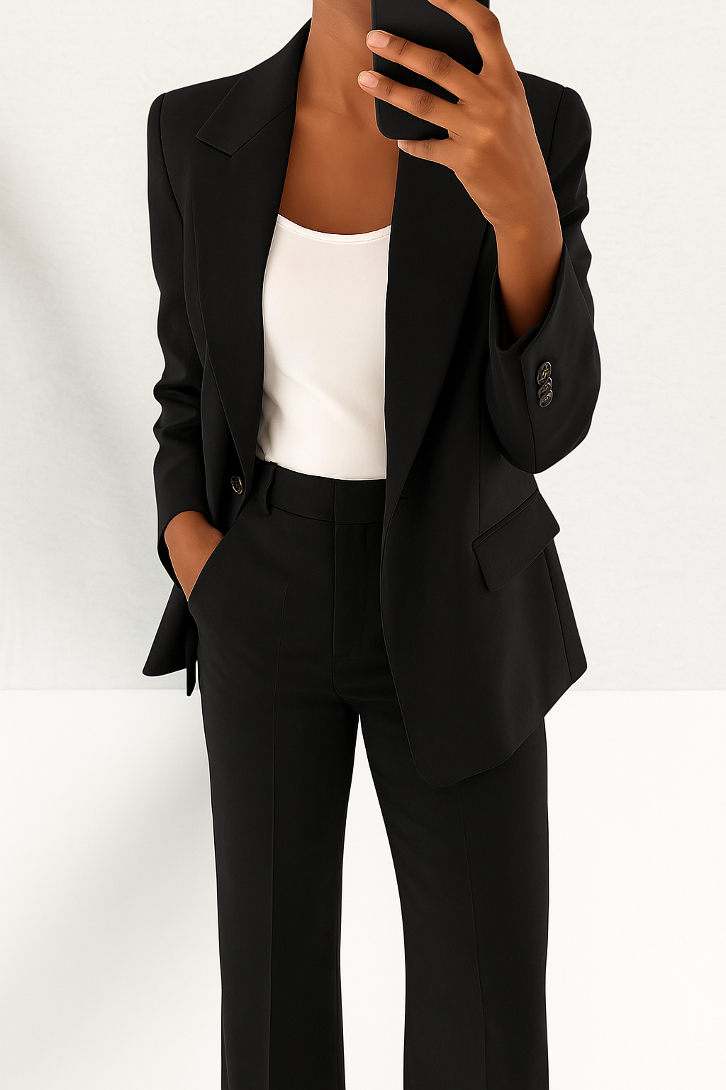 Women's Tailored Blazer and Wide Leg Trousers Two-Piece Set