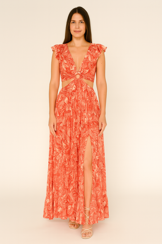 Printed Floral V-Neck Dress – Lightweight, Flattering Fit