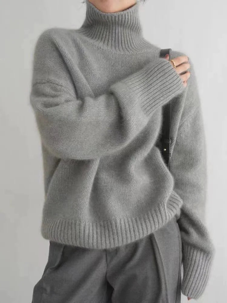 Women's Oversized Turtleneck Knit Jumper