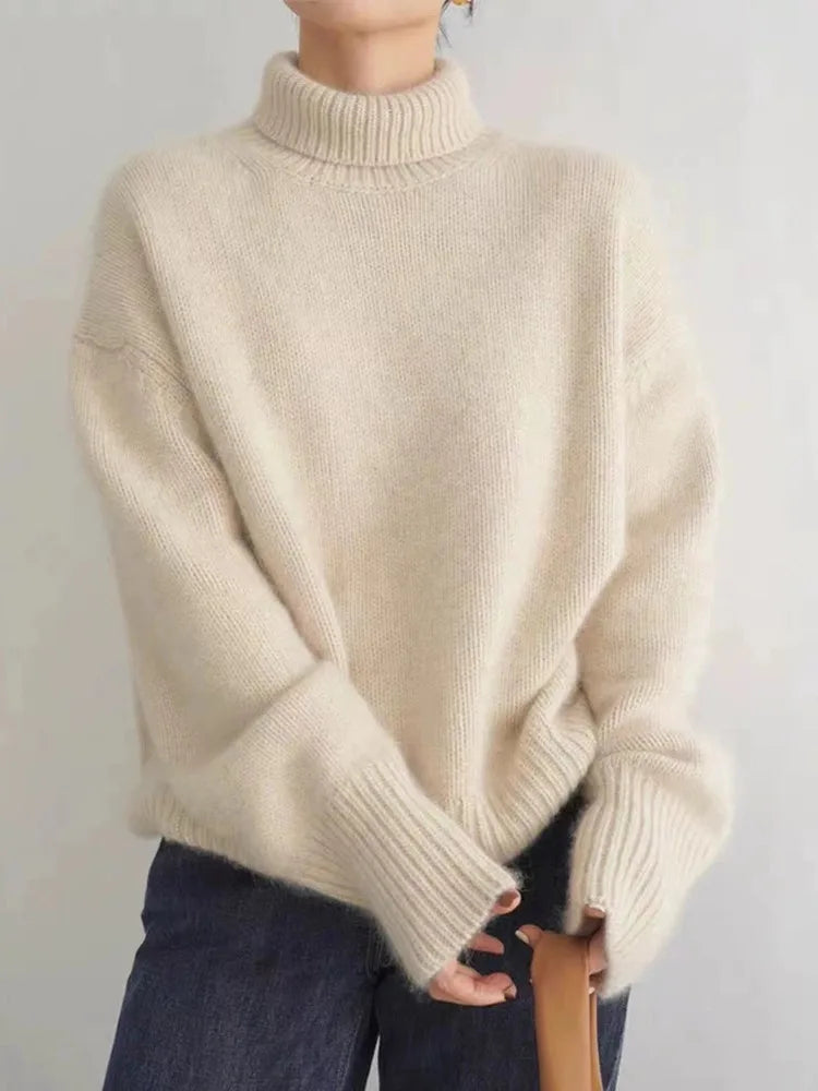 Women's Oversized Turtleneck Knit Jumper