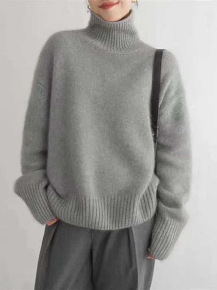 Women's Oversized Turtleneck Knit Jumper
