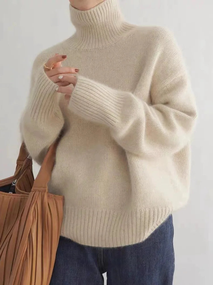Women's Oversized Turtleneck Knit Jumper