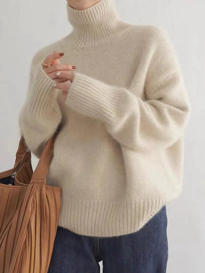 Women's Oversized Turtleneck Knit Jumper