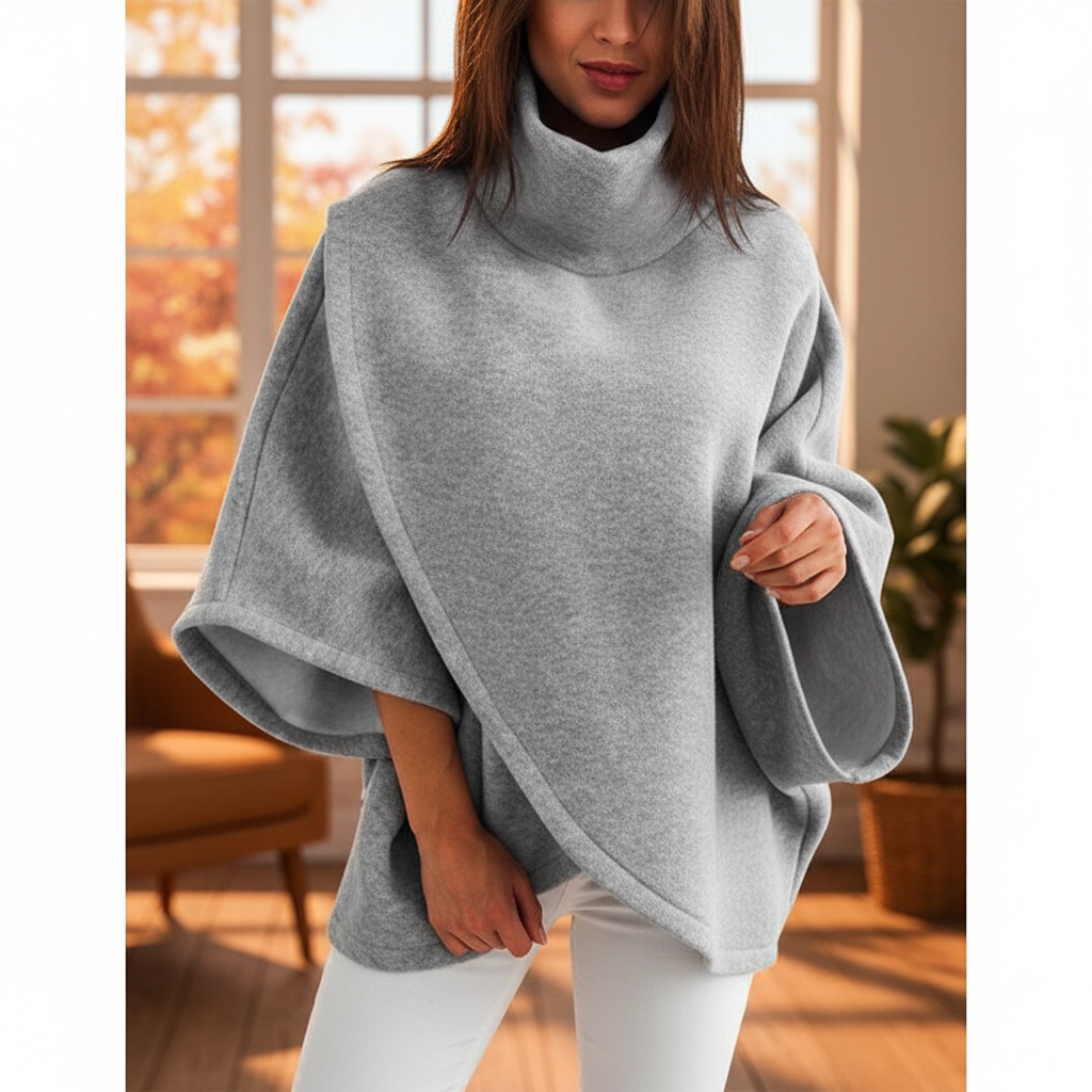 Women's Oversized Turtleneck Poncho Top