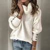 Women's Cowl Neck Jumper with Button Sleeve Detail
