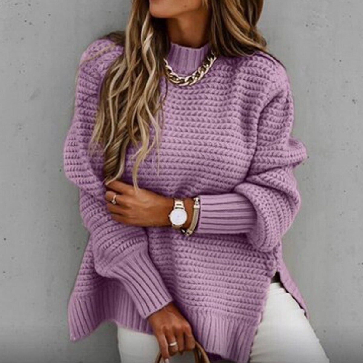 Women's Chunky Knit Turtleneck Jumper