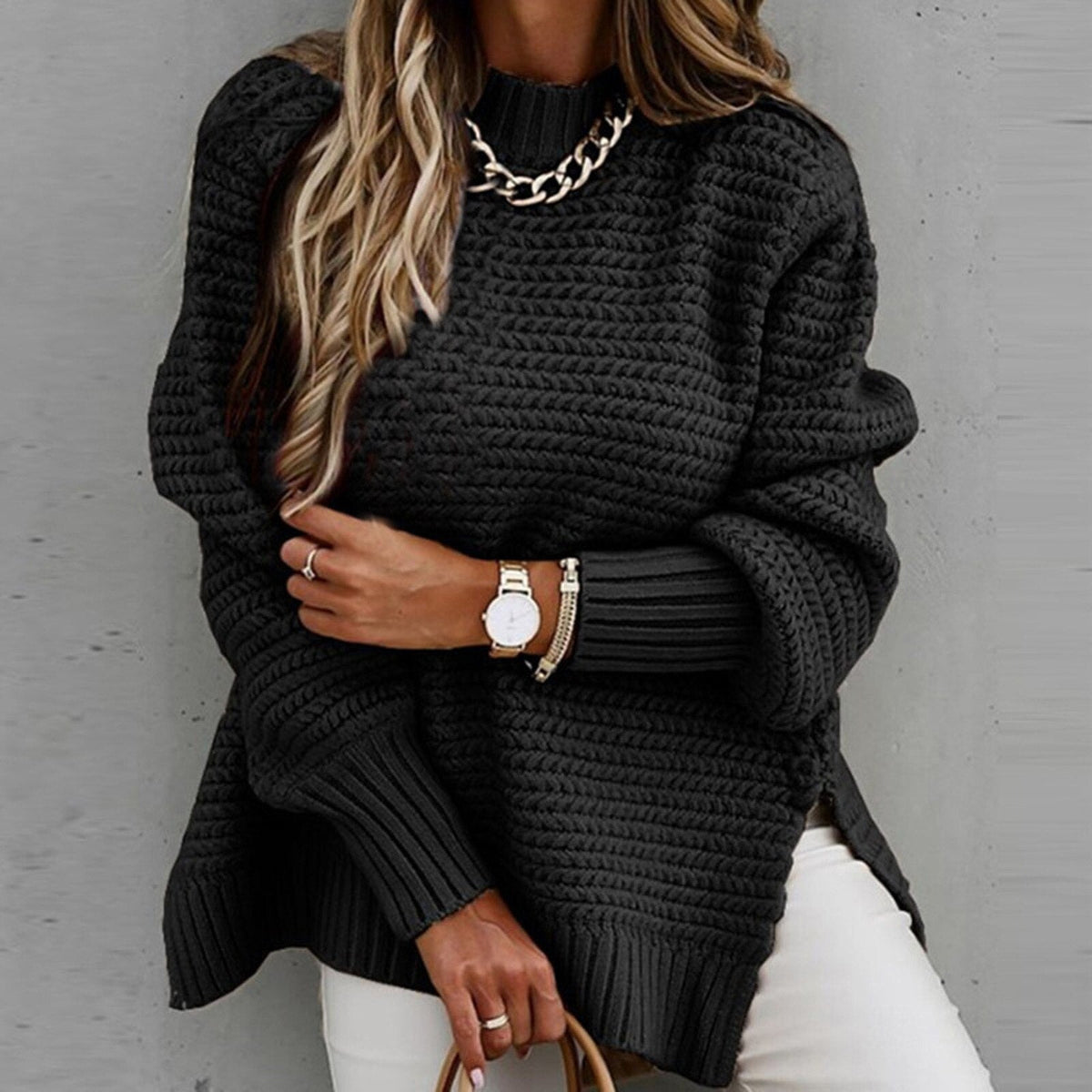 Women's Chunky Knit Turtleneck Jumper