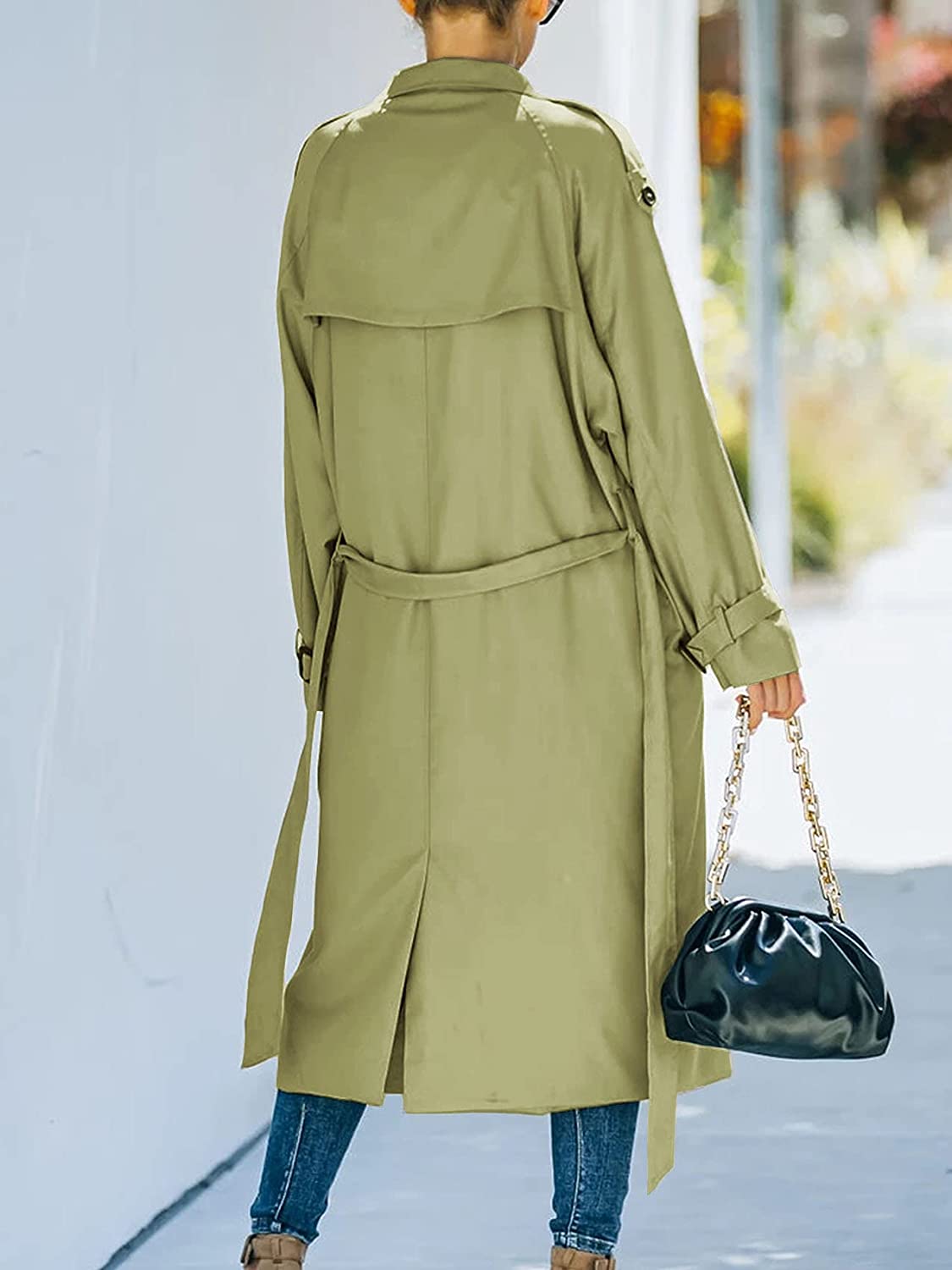 Women's Longline Trench Coat With Drawstring Waist